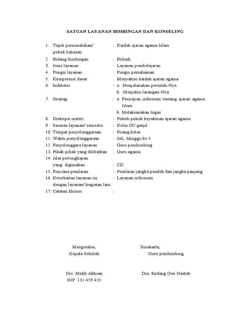 Satuan Layanan Bimbingan Dan Konseling