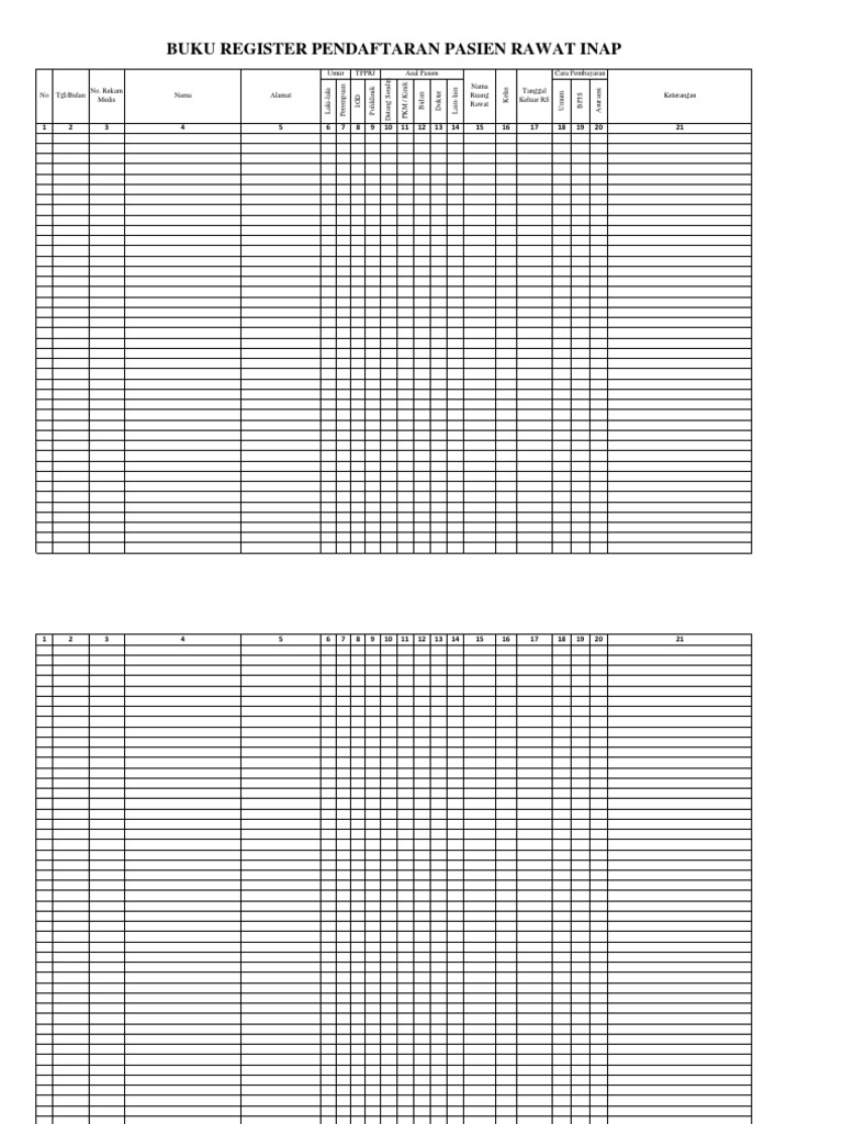 Register Rawat Inap Pdf