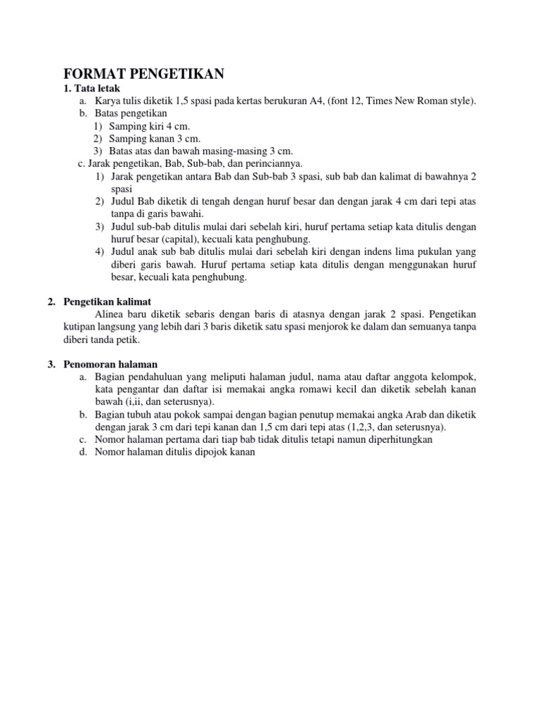Format Pengetikan Karya Tulis | PDF
