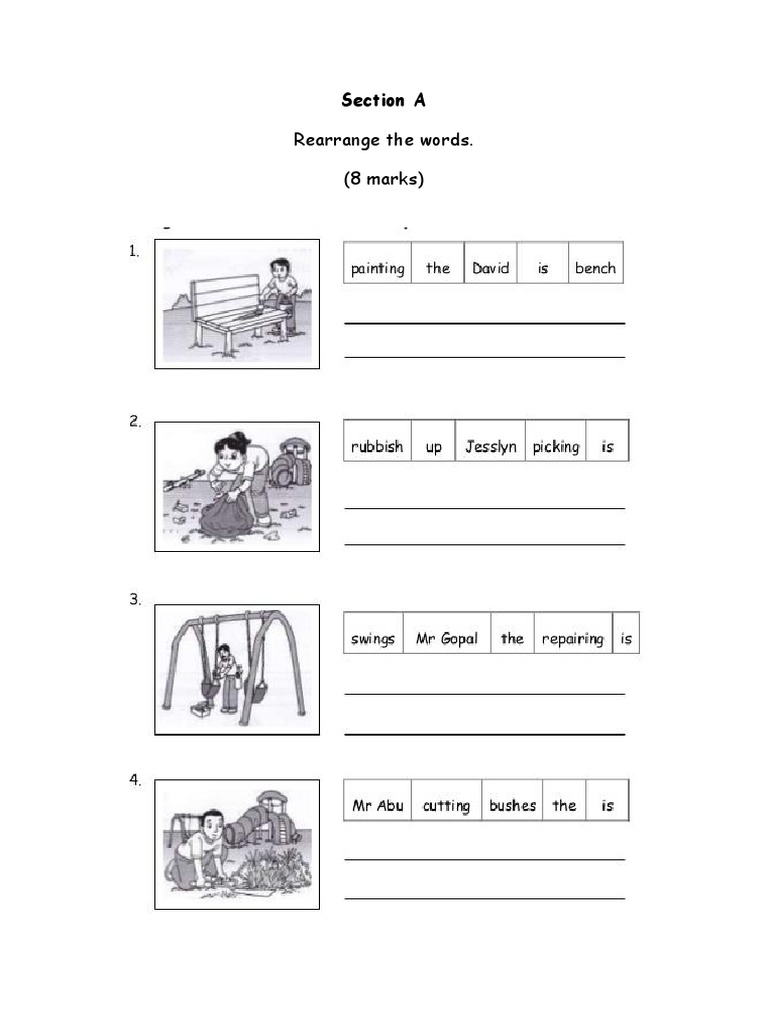 Rearrange The Words. (8 Marks) : Section A | PDF