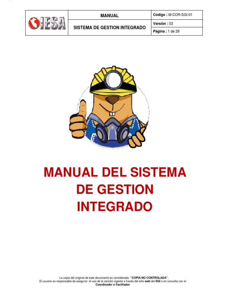 M-COR-SGI-01 - Manual Del SGI PDF | PDF | Calidad (comercial ...