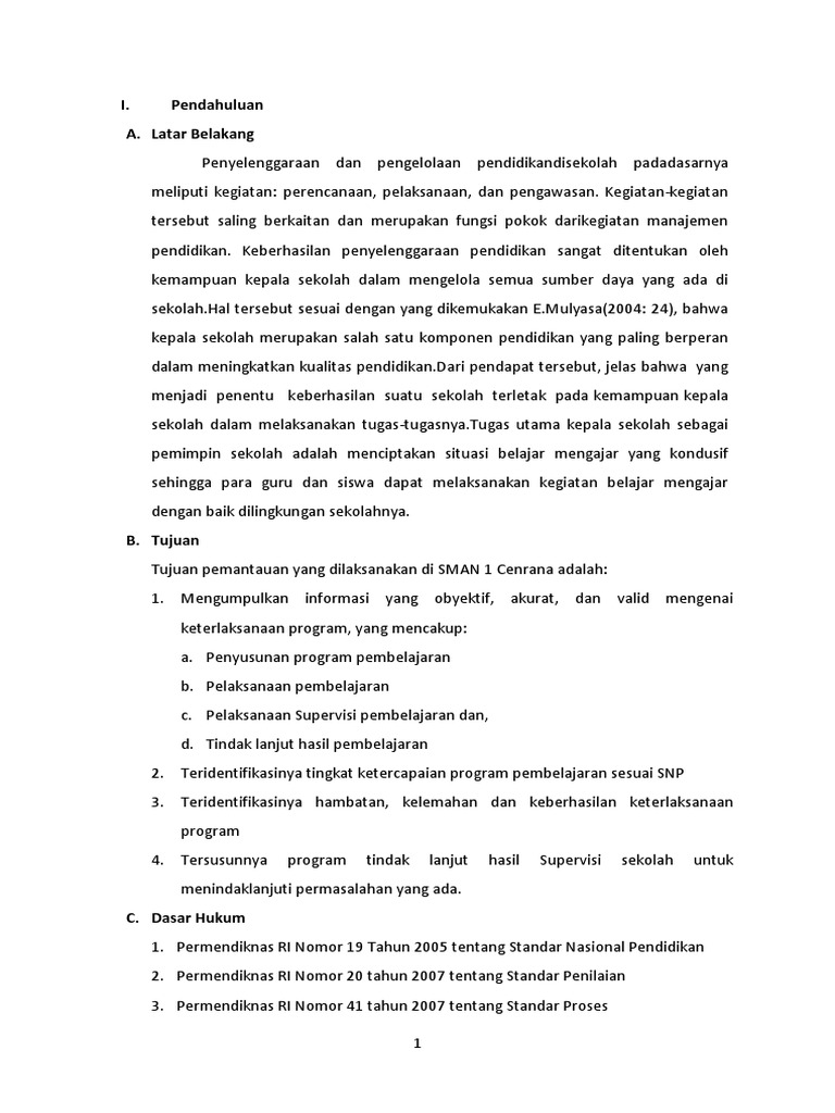 Laporan Tindak Lanjut Hasil Supervisi