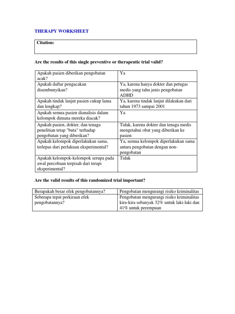 Therapy Worksheet | PDF