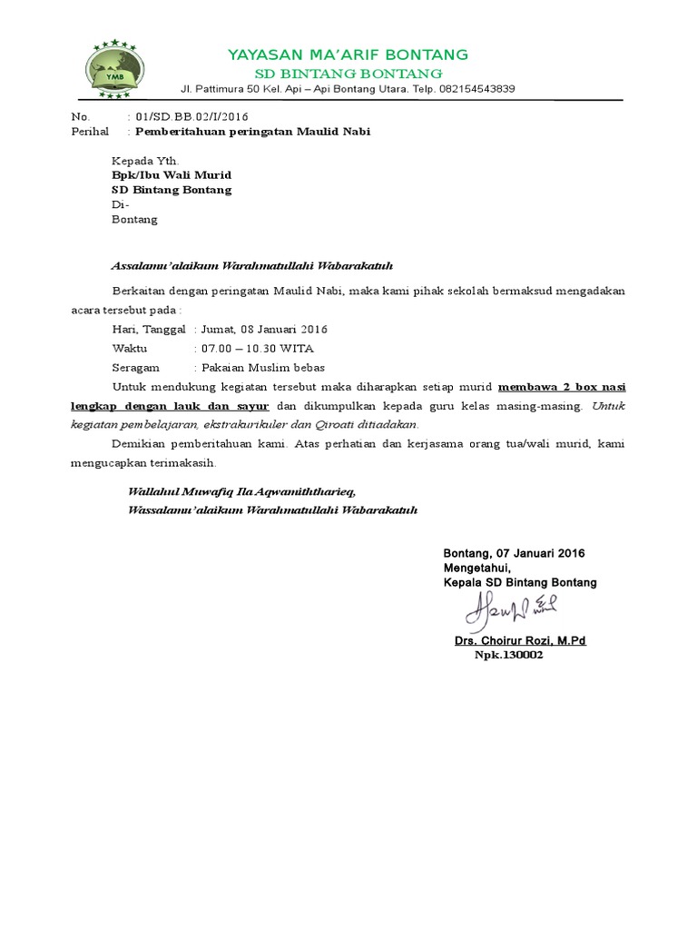 Surat Edaran Maulid Nabi