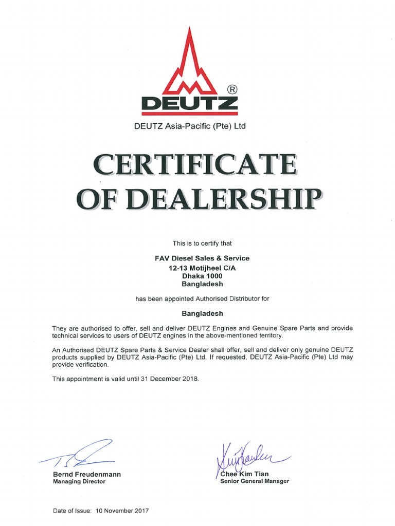 Certificate of Dealership FAV PDF