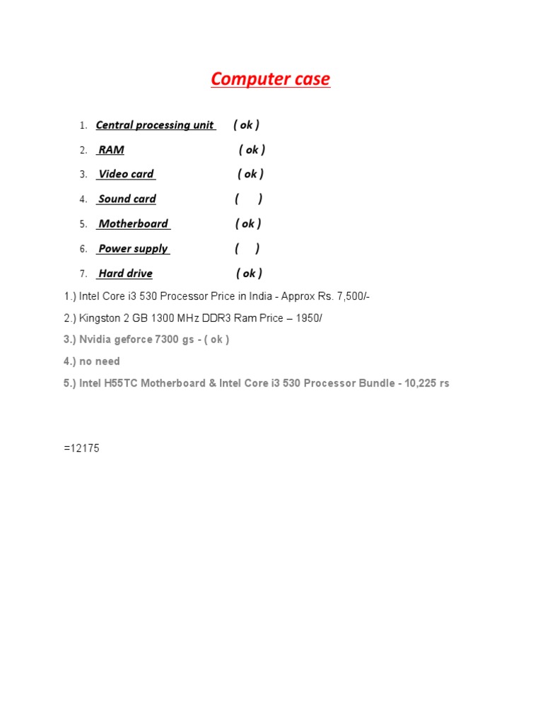 Computer Components and Prices in India | PDF