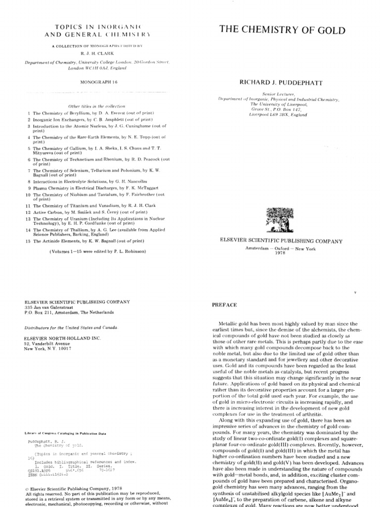 Chemistry of Gold Compounds | PDF | Gold | Coordination Complex