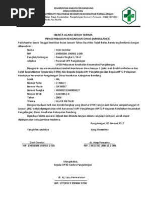 Surat Pengembalian Kendaraan