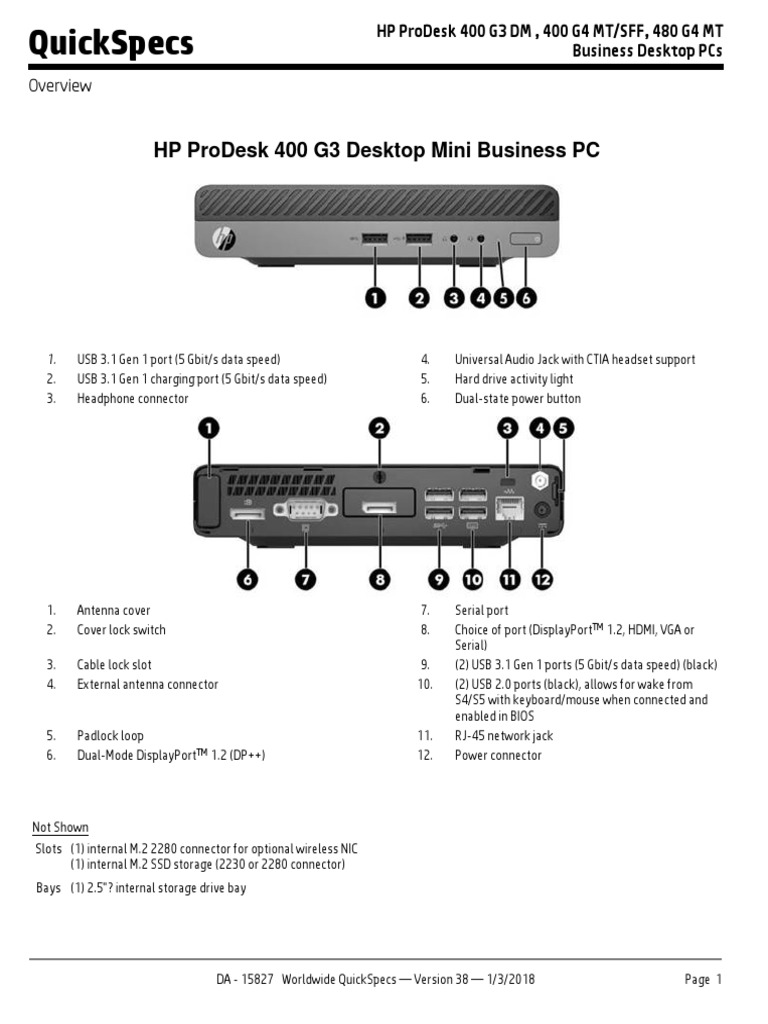 Hp Prodesk 400 g3 Dm , 400 g4 Mtsff, 480 g4 Mt Business Desktop Pcs