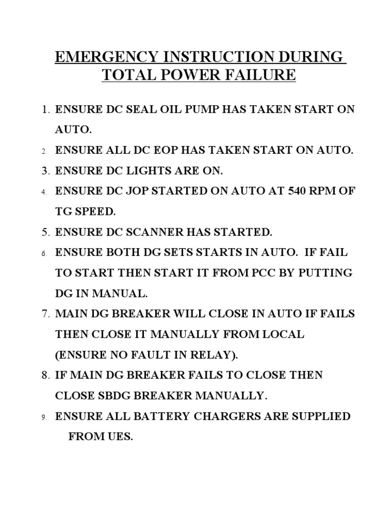 Power Failure Emergency Guide | PDF | Home & Garden | Technology ...