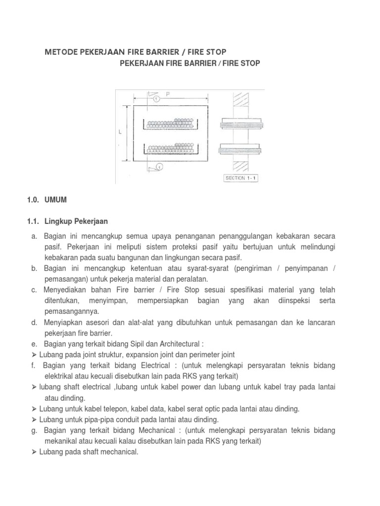 Metode Pekerjaan Fire Barrier | PDF