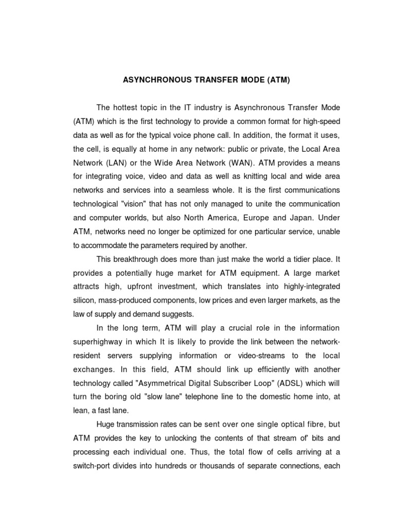 (Satrya) Asynchronous Transfer Mode | PDF | Asynchronous Transfer Mode ...