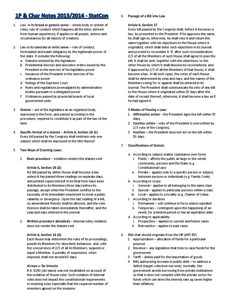 Statutory Construction Finals Reviewer Standing (Law) Bill (Law)