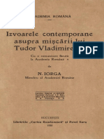 Nicolae Iorga - Izvoarele Contemporane Asupra Mișcării Lui Tudor Vladimires