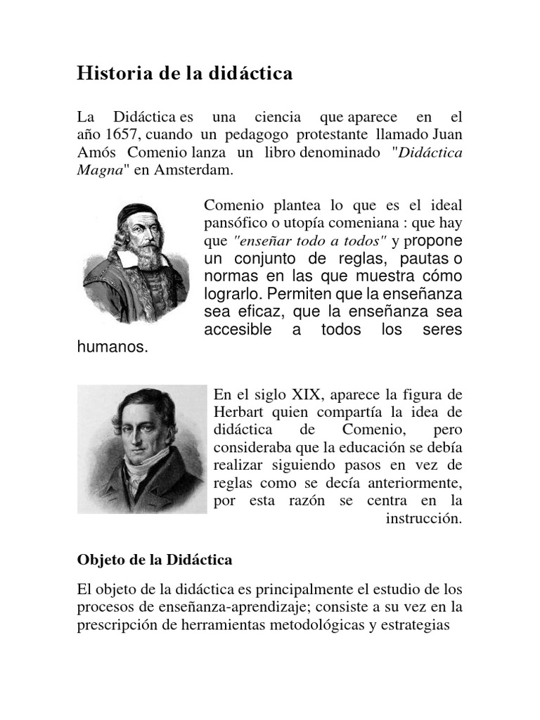 Historia de la Didáctica y Comenio | PDF
