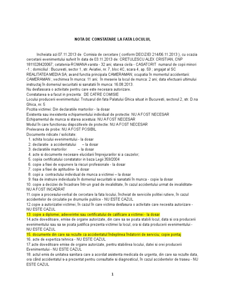 Nota de Constatare | PDF