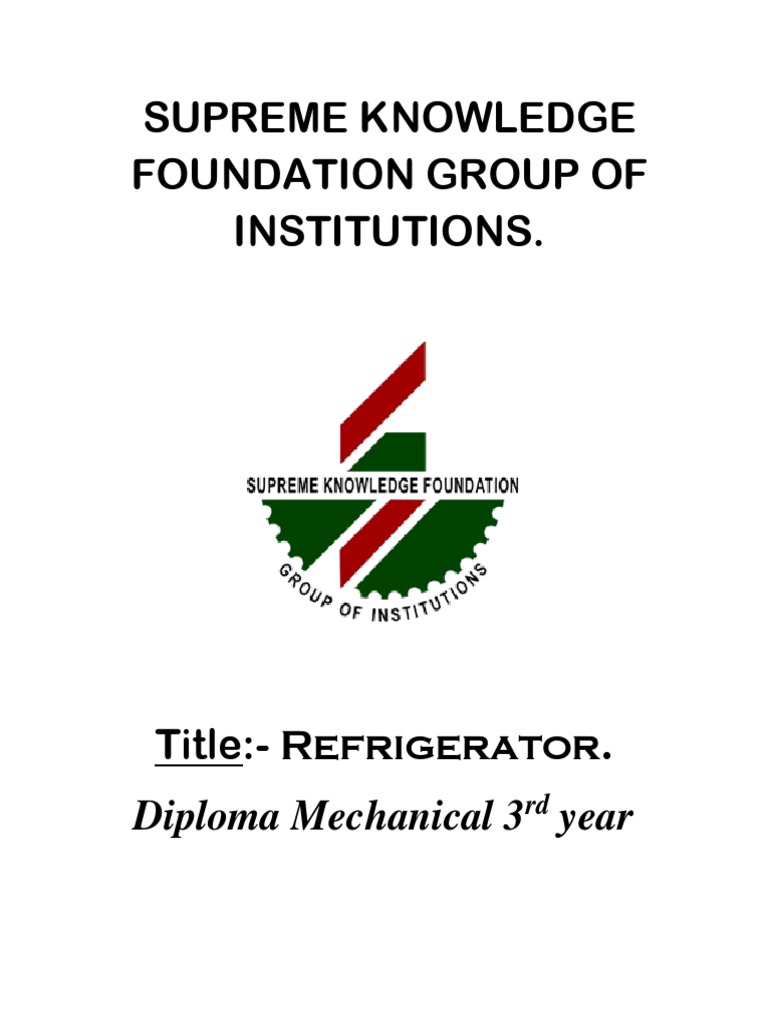 Supreme Knowledge Foundation Group of Institutions. Diploma Mechanical