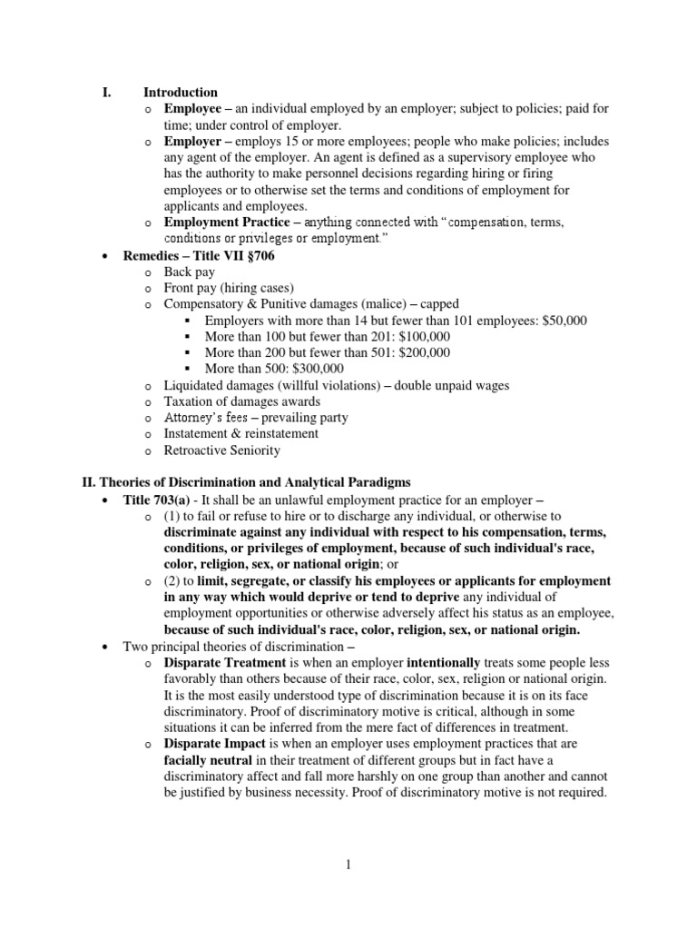 Discrimination Theories in Employment Law | PDF | Disparate Treatment ...