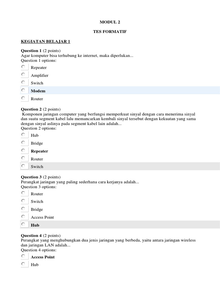 Tes Formatif Sumatif Modul 2 Tkj