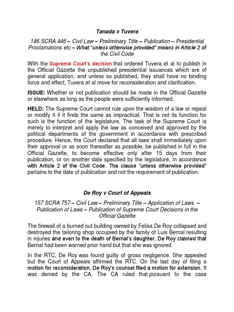 Supreme Court Ruling on Official Gazette Publication | PDF | Executive ...