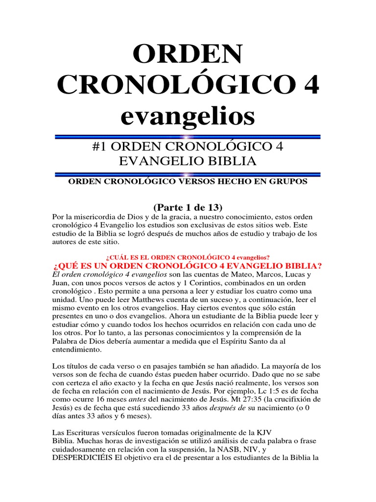 Orden Cronológico 4 Evangelios Evangelio De Lucas Jesús