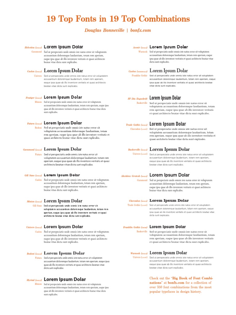 19 Top Fonts in 19 Top Combinations Chart PDF | PDF