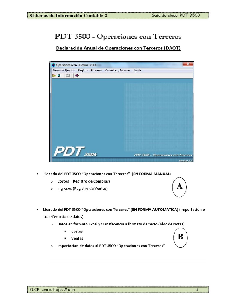 Guía PDT 3500: DAOT y Operaciones Terceros | PDF | Point and Click ...