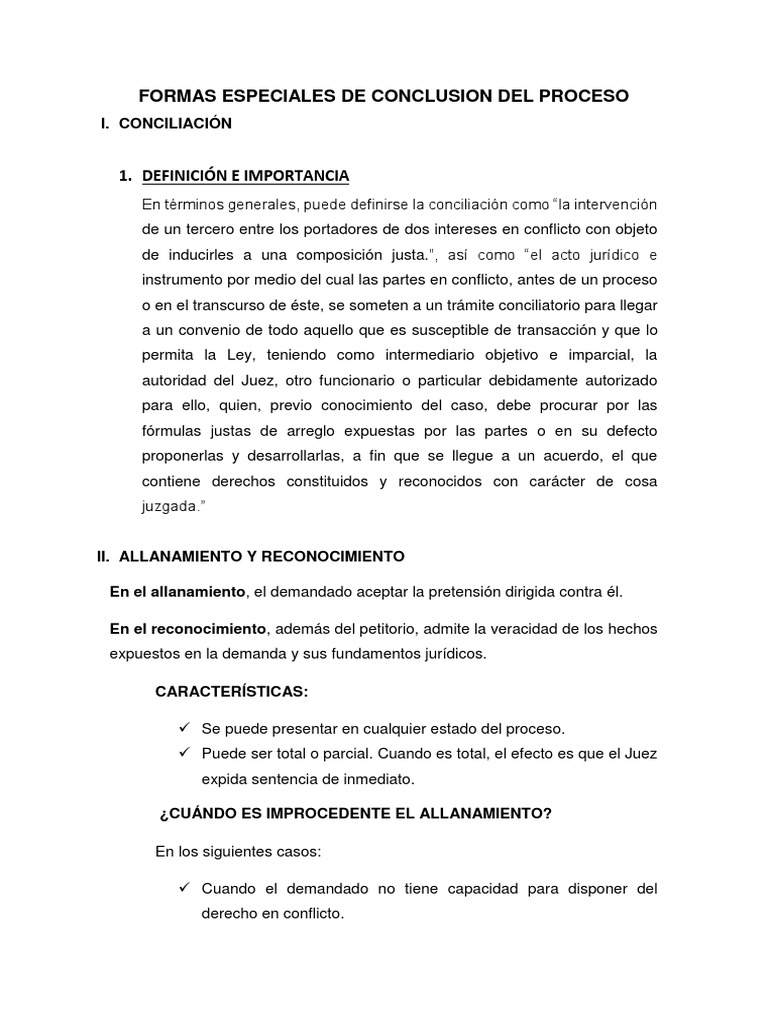 Formas Especiales de Conclusión del Proceso | PDF | Demanda judicial ...