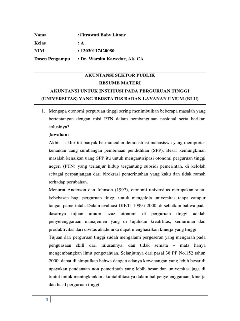 Soal Akuntansi Universitas Docx