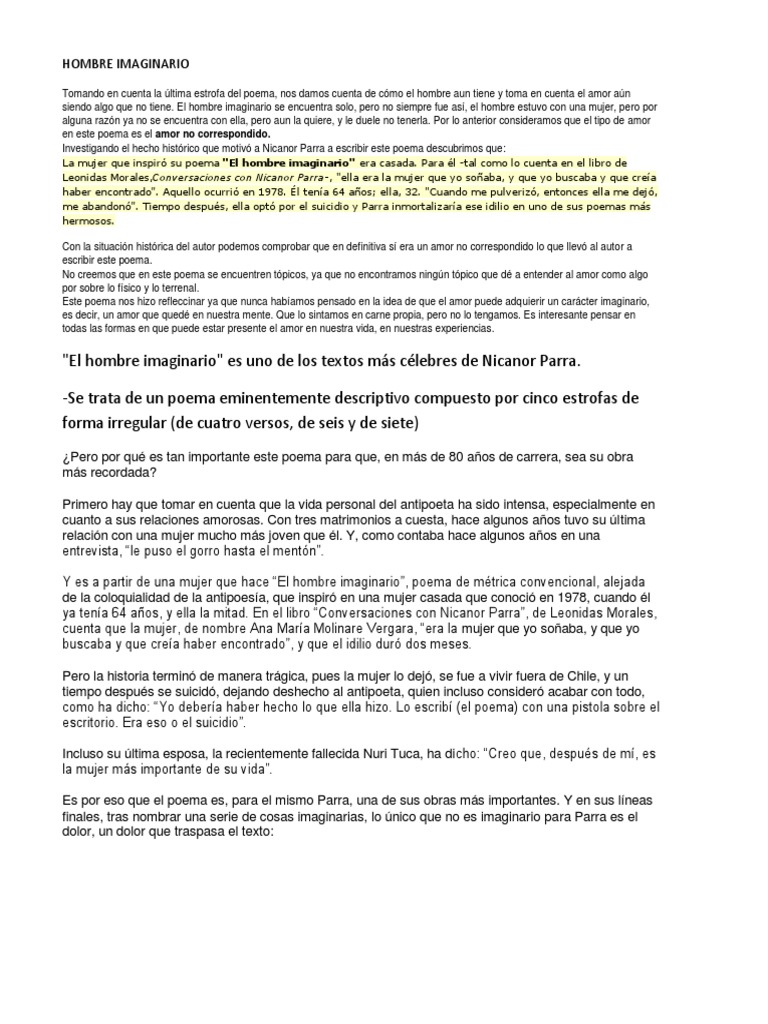 Resumen Poemas Nicanor Parra PDF Amor
