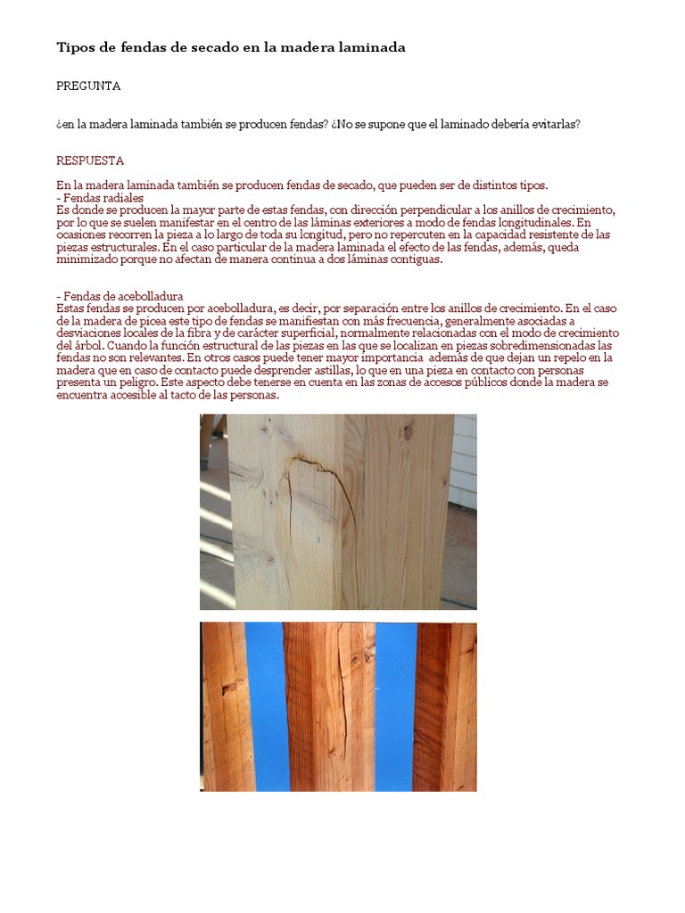 Tipos de fendas en madera laminada | PDF | Hogar, jardinería y bricolaje