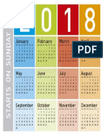 Calendario 2018 en Ingles