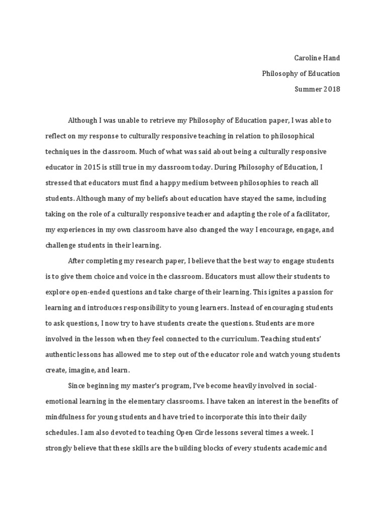My educational philosophy paper