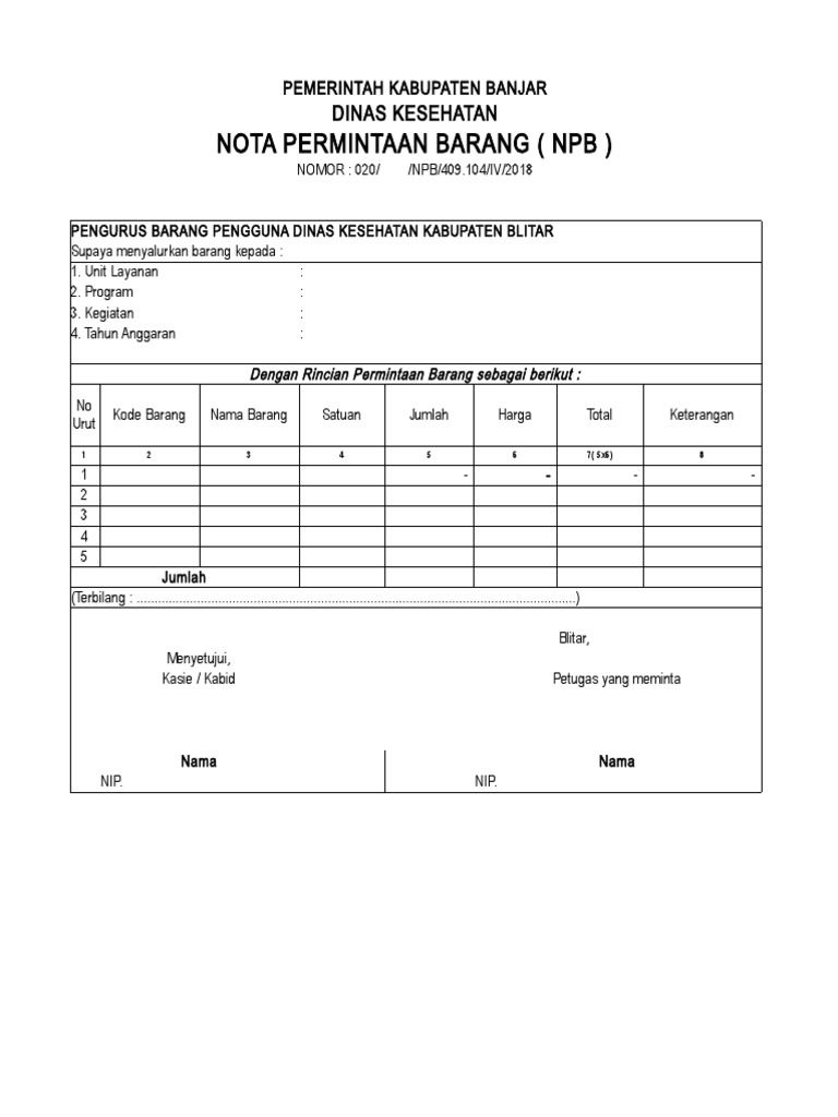 Nota Permintaan Barang