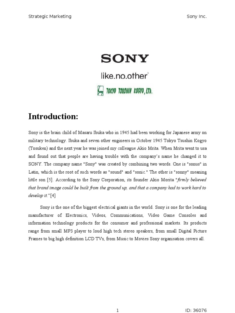 25307645 Sony s Marketing Management Sony Marketing Strategy