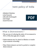 Disinvestment Policy of India: Abhishek Dhulekar Achal Ramesh Adhvaith Hattiangadi Amit Singh Anand Raorane