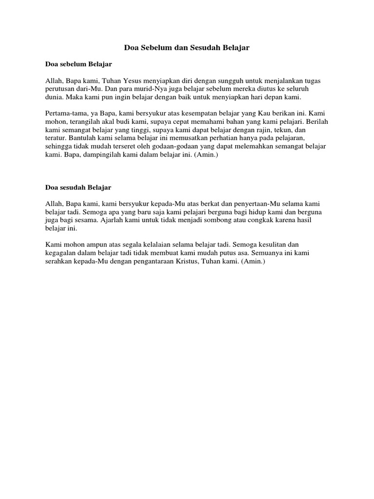 Doa Sebelum Dan Sesudah Belajardocx