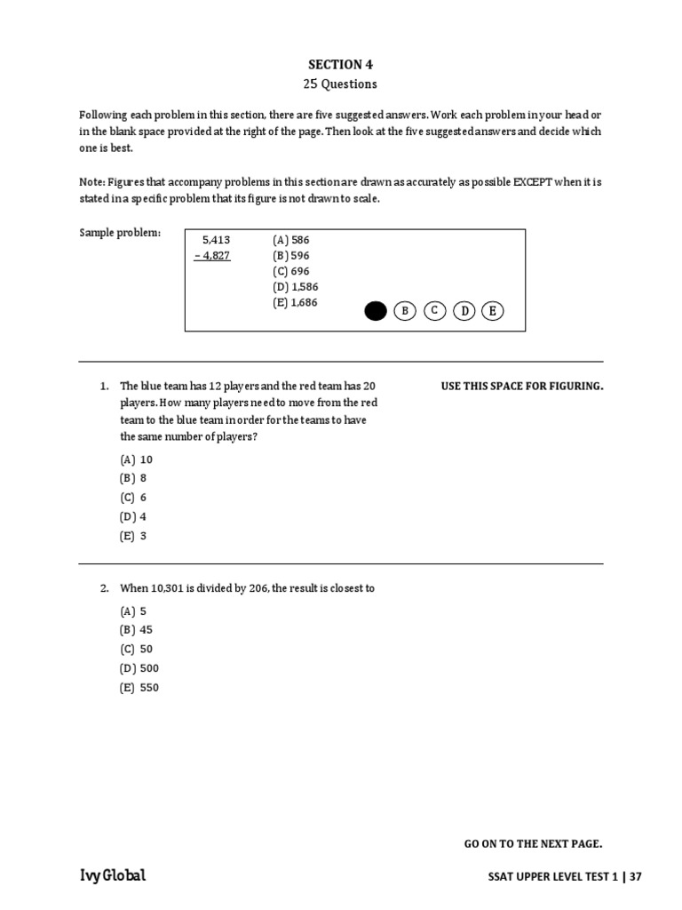 SSAT Upper Level Quant 2 | PDF | Teaching Mathematics