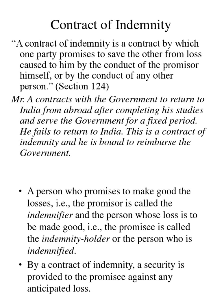 Understanding Indemnity Contracts | PDF | Guarantee | Business Law