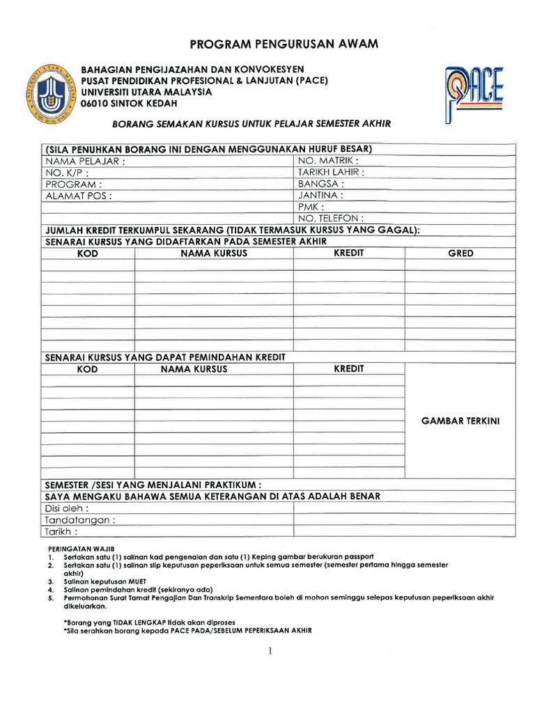 Borang Ijazah Uum Pdf