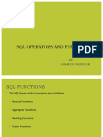 SQL Operators and Functions: BY Ahamed Hashir.M
