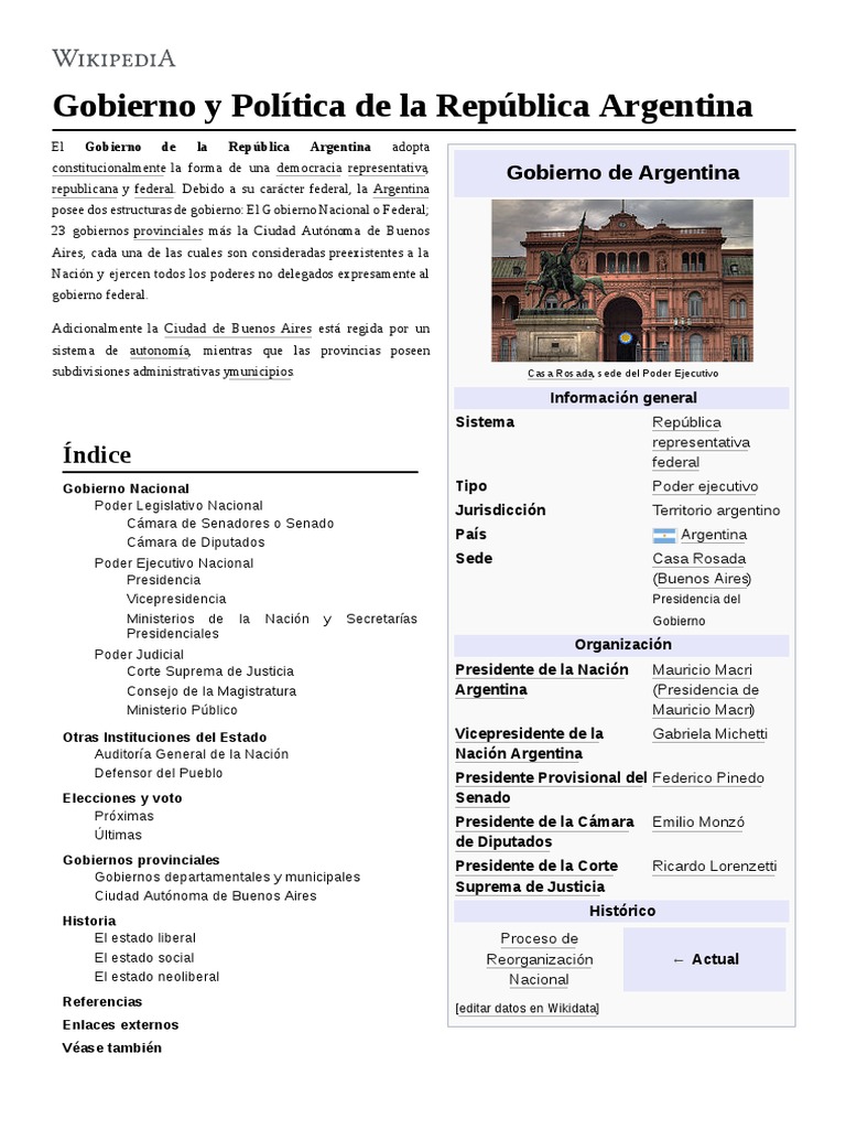 Gobierno De La Republica Argentina Gobierno Local Estado