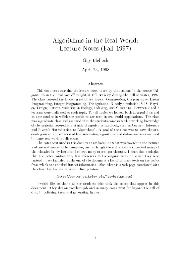 Algorithms in Real World PDF | PDF | Algorithms | Theoretical Computer ...