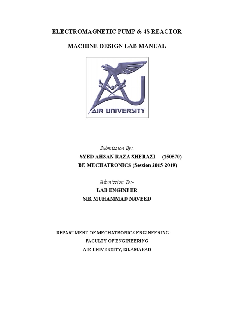 Pump & 4S Reactor Machine Design Lab Manual PDF
