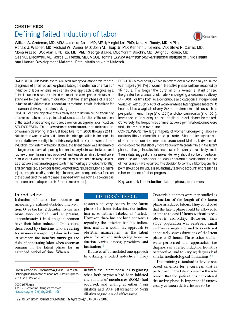 Defining Failed Induction of Labor PDF Caesarean Section Childbirth