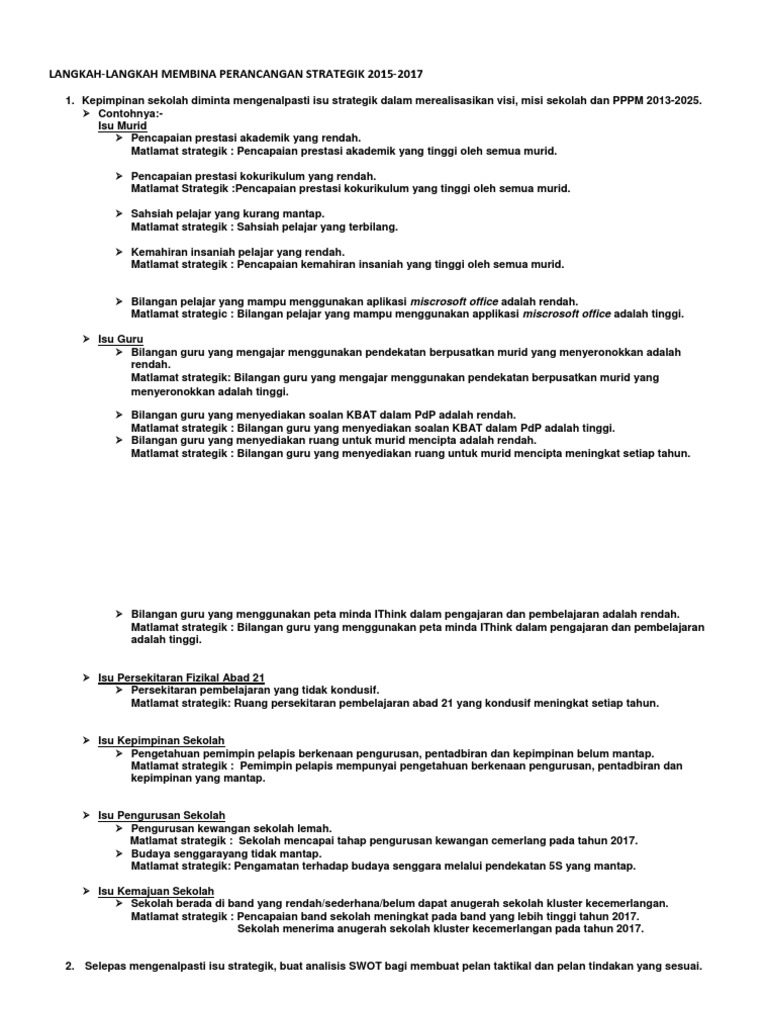 Langkah Langkah Membina Perancangan Strategik Pdf