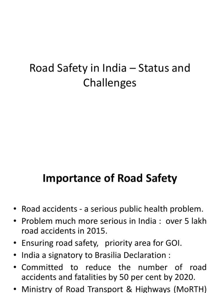 Road Safety Challenges in India | PDF | Traffic Collision | Road ...