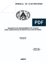 CFE L0000-40 Requisitos de Aseguramiento de Calidad para Contratistas de Proyectos Llave en Mano