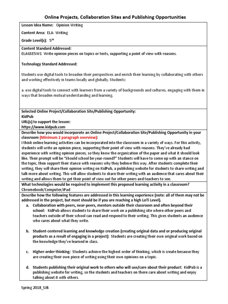 Online Learning Project Lesson | PDF | Educational Technology ...