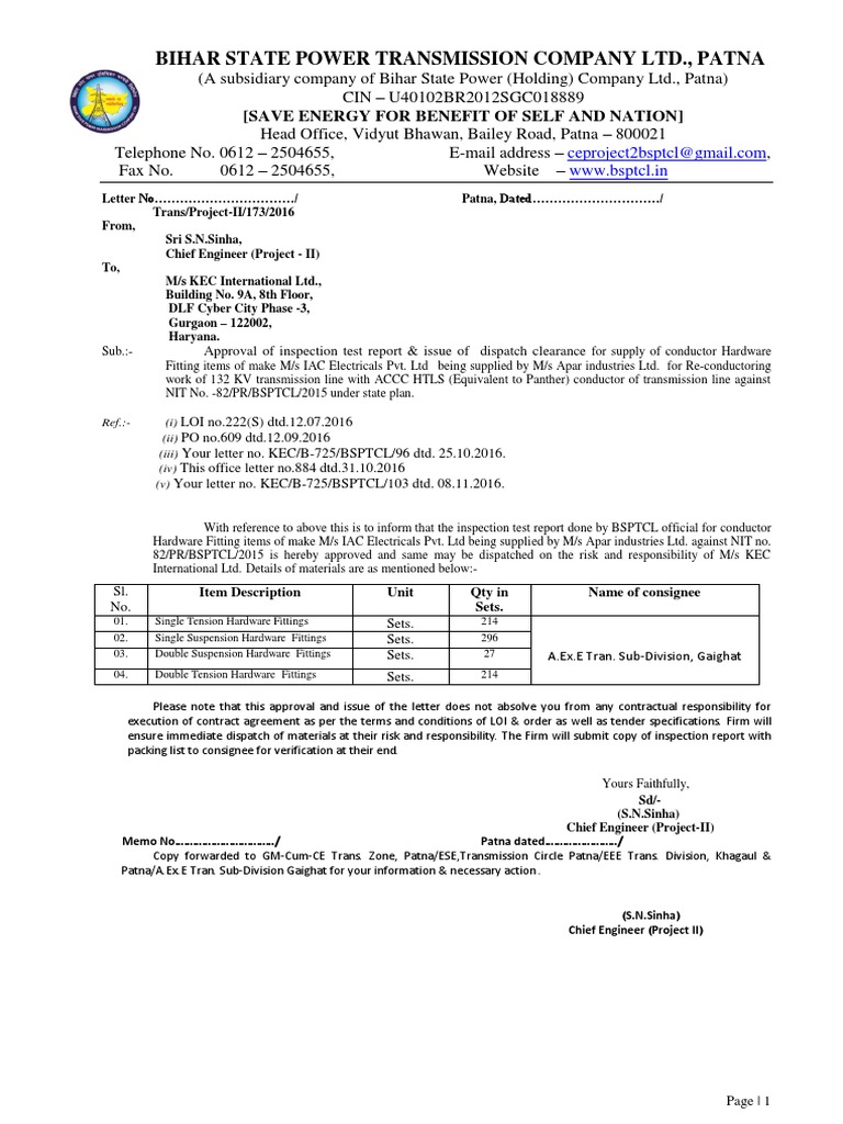 Bihar State Power Transmission Company LTD., Patna (Save Energy For